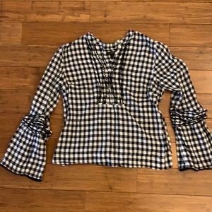 Jcrew black and white ruffle top